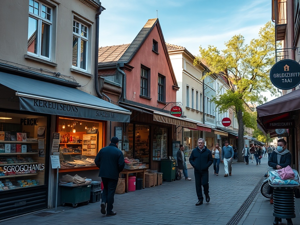 Znak drogowy informujący o przetargu na sprzedaż nieruchomości w Grudziądzu przy ulicy Wyspiańskiego.