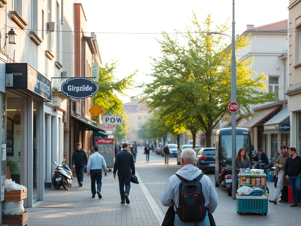 Nowoczesny tramwaj na tle panoramy Grudziądza, symbolizujący inwestycję w nowe tramwaje.